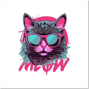 Pink Meow Cat Posters and Art